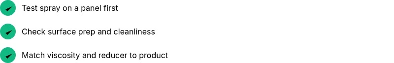 Checklist for preventing orange peel in painting