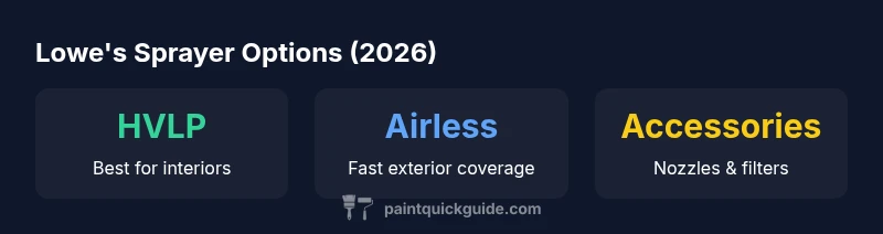 Stats infographic showing sprayer types and uses at Lowe's (2026)