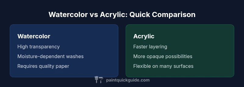 Infographic comparing watercolor and acrylic painting techniques