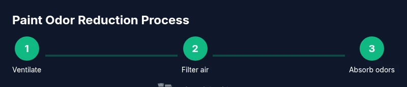 Infographic showing a three-step process to reduce paint smell