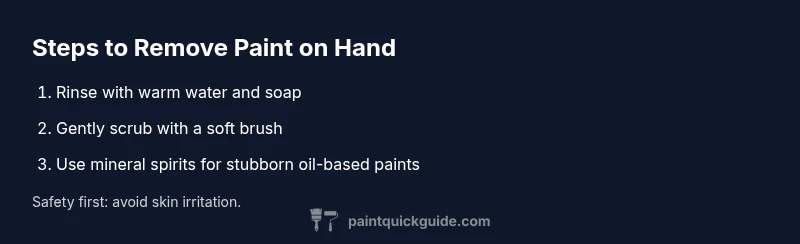 Process infographic showing steps to remove paint on hand