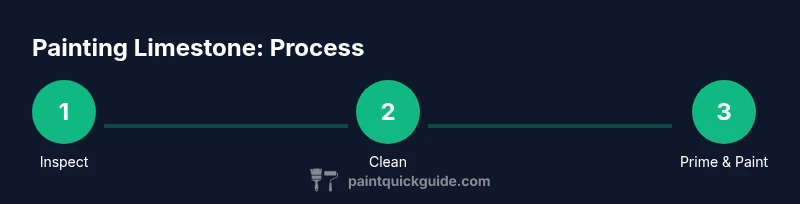 Process infographic showing inspect, clean, prime and paint limestone
