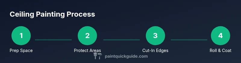 Infographic showing 4-step ceiling painting process